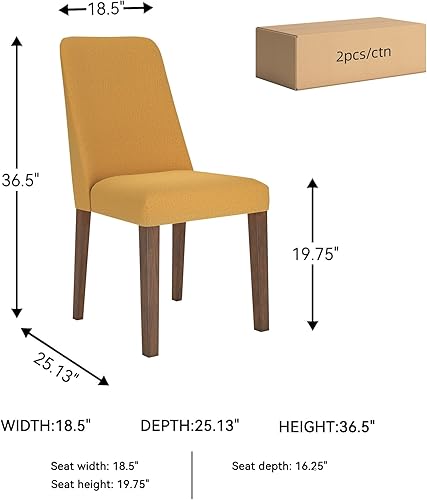 Miniatura 3 de Signature Design by Ashley Lyncott Silla auxiliar tapizada contemporánea para comedor con cojín de espuma, 2 unidades, amarillo y marrón