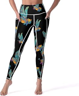 Flying Pig Tiedye Yoga Pants For Women High Waist Leggings with Pockets For Gym Workout Tights
