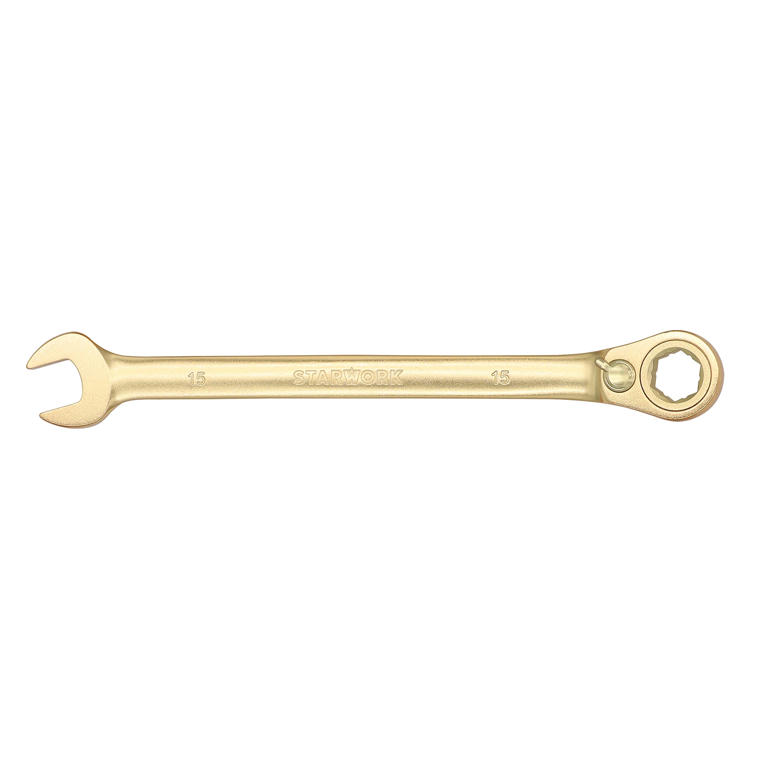 Amazon | STARWORK 15mm 金色ラチェットレンチ 両用ヘッド 