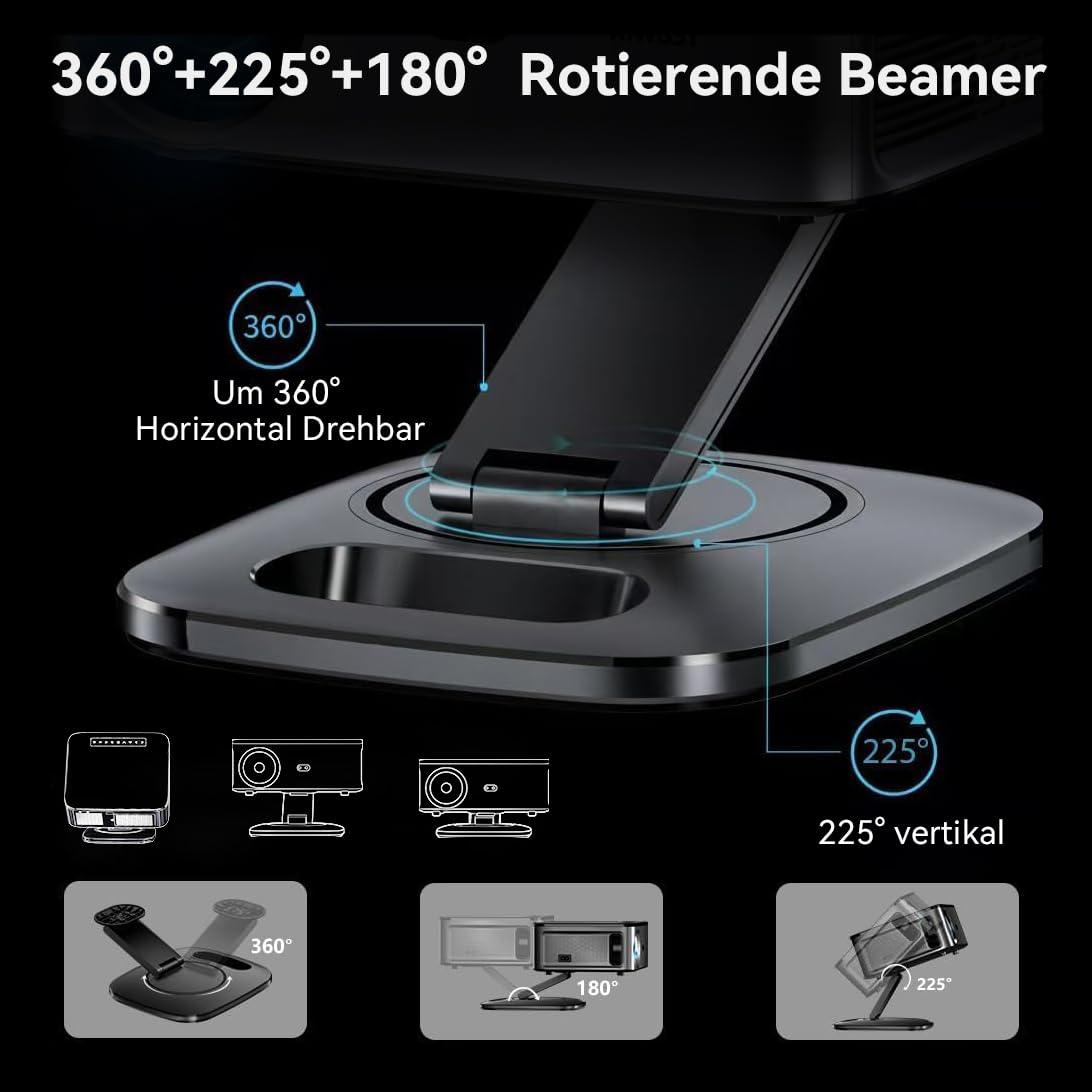 Smart Beamer Google TV 38000 Lume 4K Unterstützt Heimkino Projektor | 1800 ANSI Helligkeit, Full HD 1080P, Autofokus/Trapezkorrektur, 100-50 % Zoom, Sprachassistent, WiFi 6,Bluetooth 5 Integriert