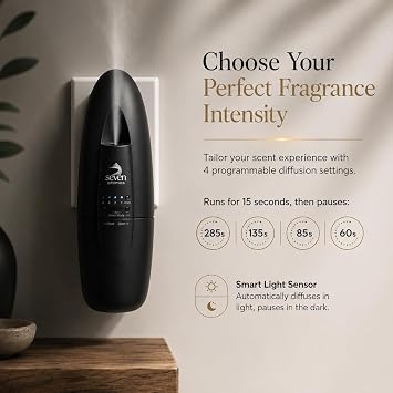 SevenAromas SV703 Black Plug-in Waterless Scent Diffuser, Black, 500 Sq Ft