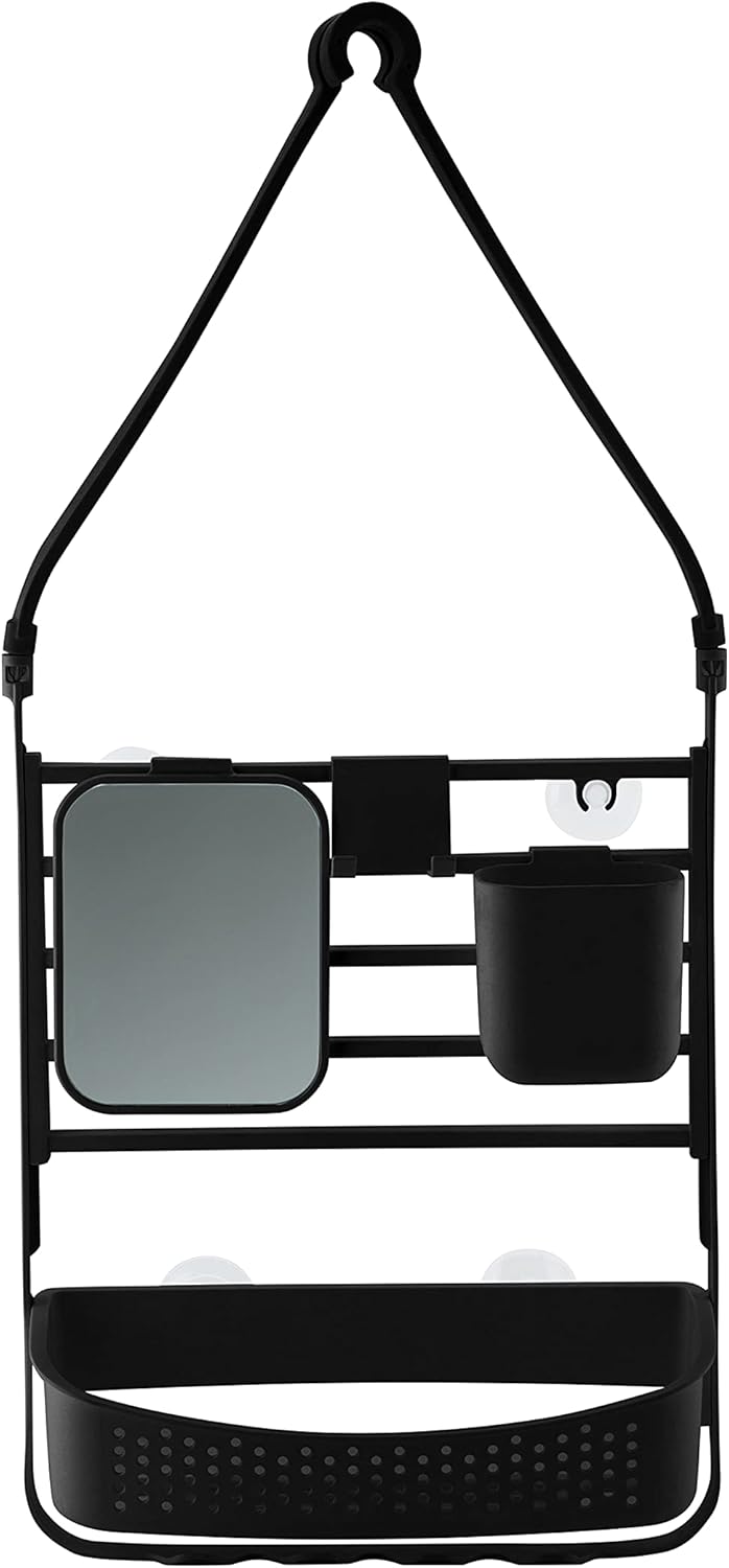 Bath Bliss Deluxe Flex Adjustable Shower Caddy | 2 Hanging Options | Customizable Accessories | Bathroom Storage | White