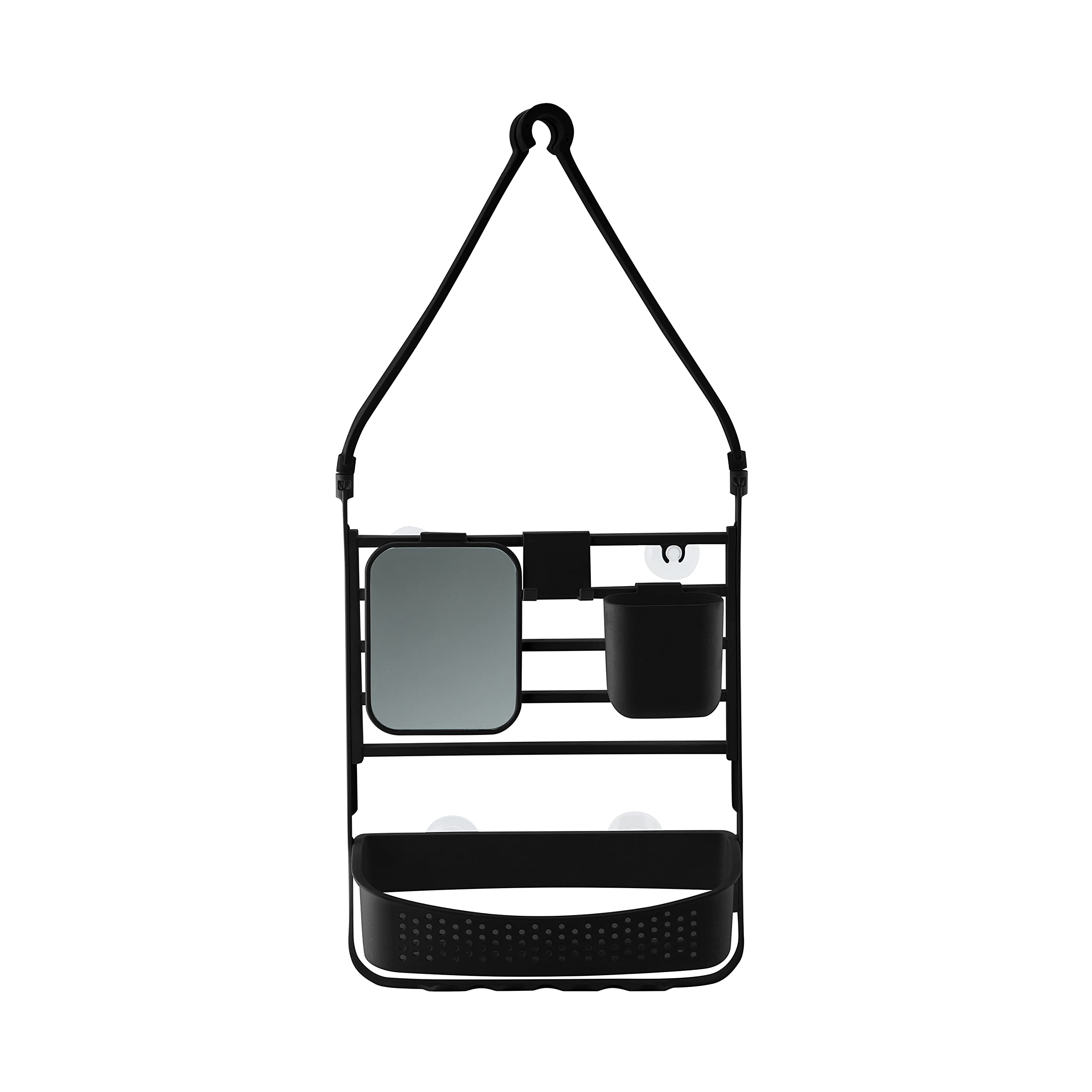 Bath Bliss Deluxe Flex Adjustable Shower Caddy 2 Hanging Options Customizable Accessories Bathroom Storage Matte Black
