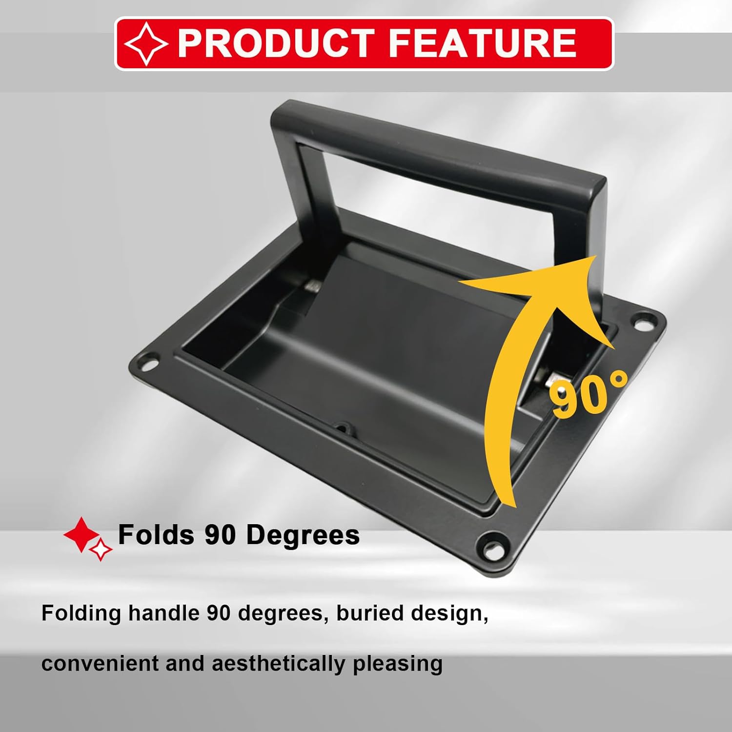 evan Recessed Door Pull Handles, Large Zinc Alloy Folding Pull Handle, Black Flush Lift Ring Pull Handles for Furniture, Cabinet, Dresser, Drawer, Cupboard, Toolbox,5.1" * 3.6",2 Pack