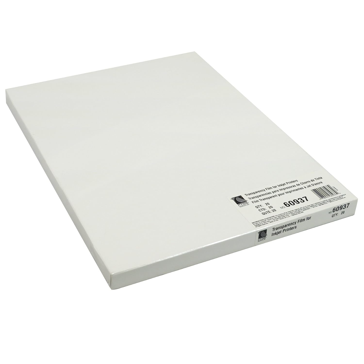 C-Line Transparency Film for Inkjet Printers, Clear, 8.5 x 11 Inches, 20 Sheets per Box (60937)