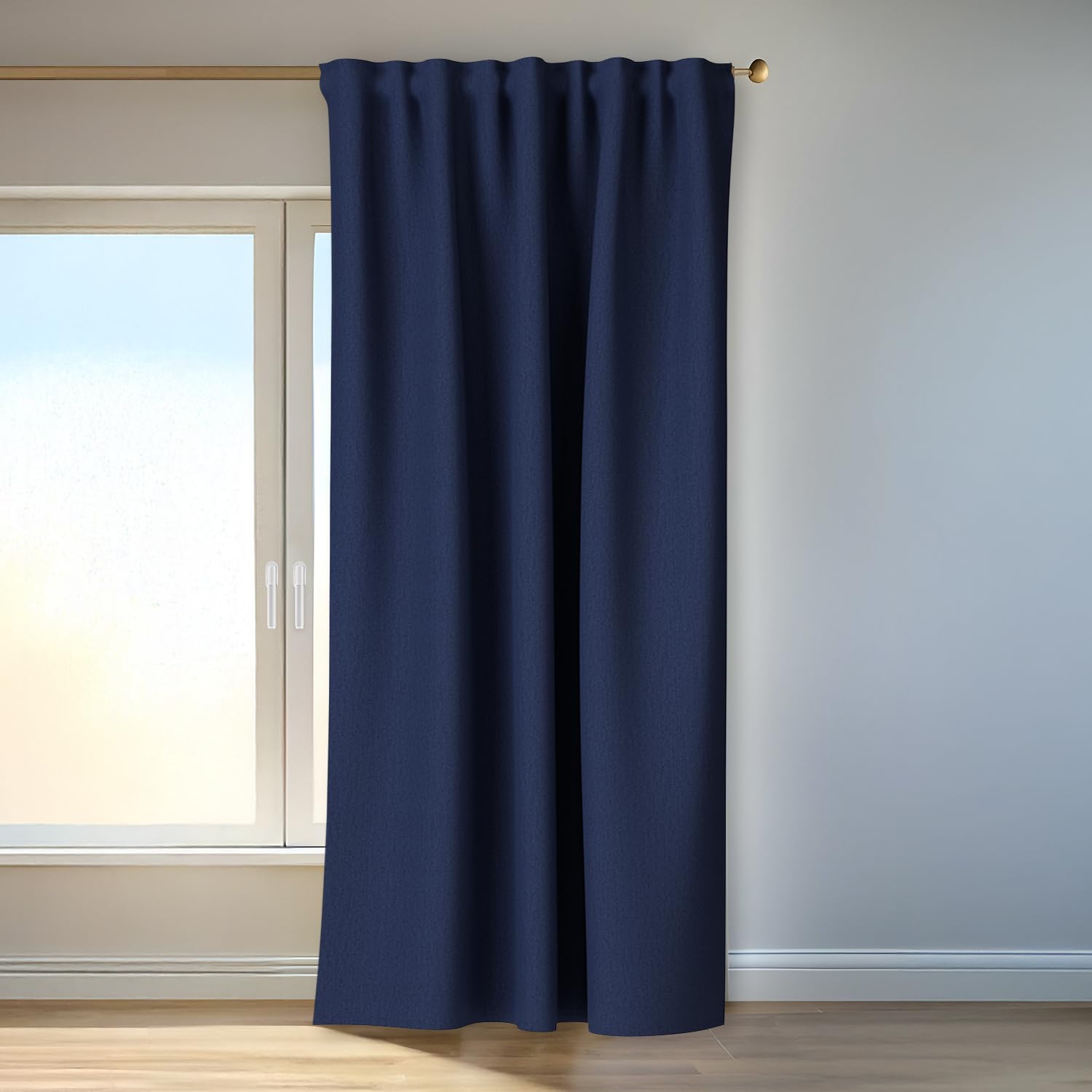HOMING Vorhang KIM Blau | Verdunkelungsvorhang inkl. Multifunktionsband | Thermovorhang Hitzeschutz | Akustikvorhang Schalldämmung | Vorhang blickdicht | Blackout Curtain | 140x245 cm | 1 Stk.