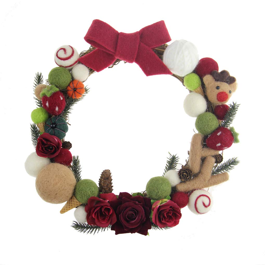 Hoonmis Wool Felt Cartoon Wreath Wall Diy Material Package Wall Flower Decoration Home Hanging Door Pendant 25cm In Diameter Red Wine Amazon Ca Home Kitchen