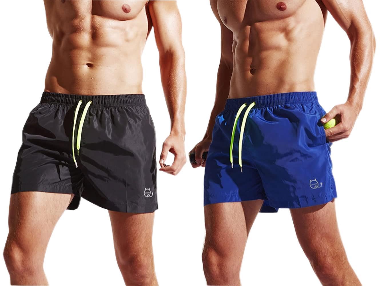 Mens Color Block Gym Workout Shorts Quick Dry Running Body Training Athletic Sport Shorts Pants with Pockets