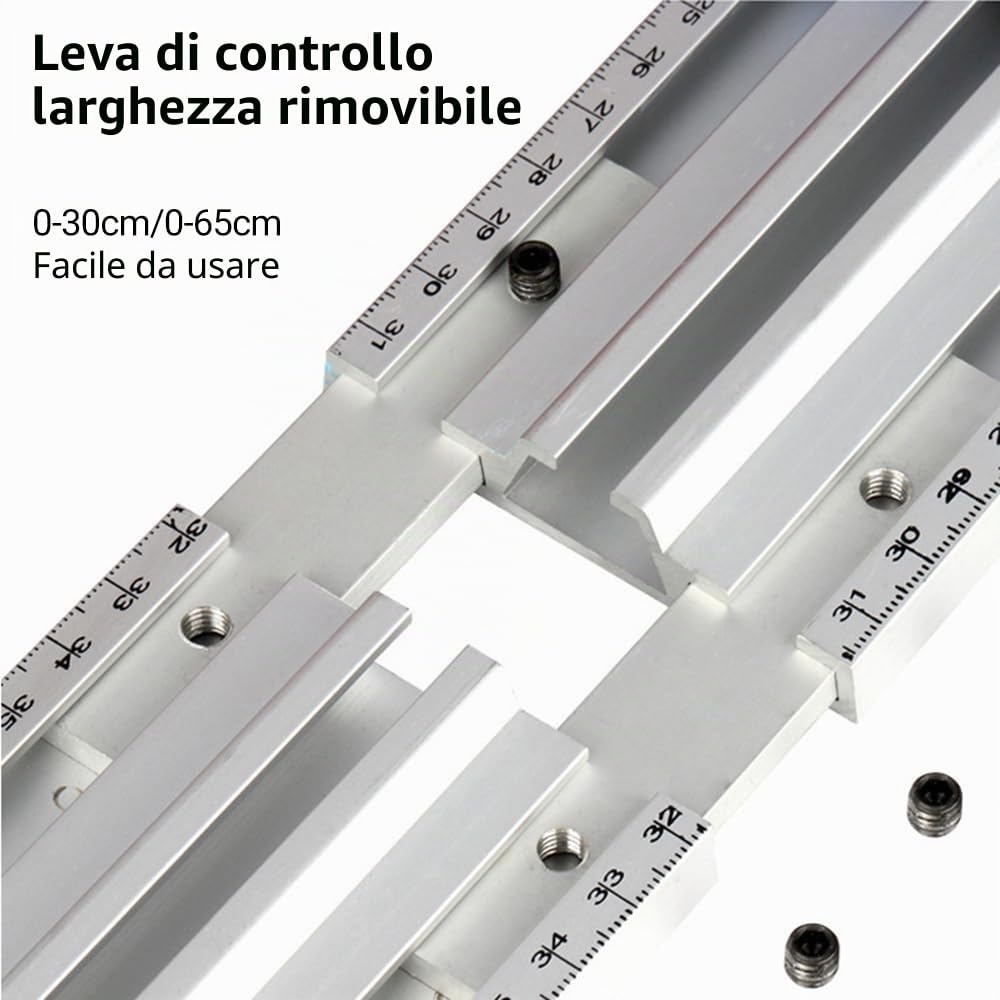 Guida per sega circolare Binario di guida per taglio per lavorazione del legno Lega di alluminio Plastica tecnica Binario guida per sega circolare multifunzionale Gamma di taglio regolabile 0-65 cm