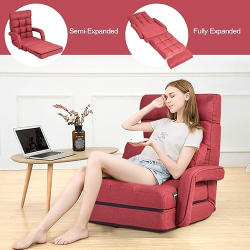 Miniatura 26 de Giantex - Sillón plegable con reposabrazos y almohada ajustable, Acero Poliéster, Azul Azul,Gris,Rojo -,Blanco