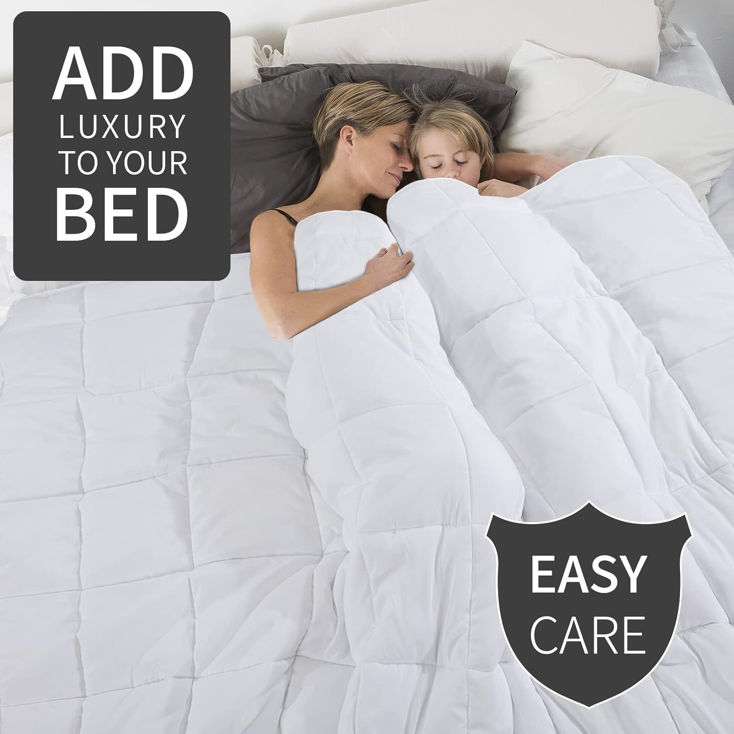 HOMBYS 136x120 Alaskan King Size Comforter for All Season, Oversized Duvet Insert, Extra Large Down Alternative Bed Comforter with Corner Tabs, White