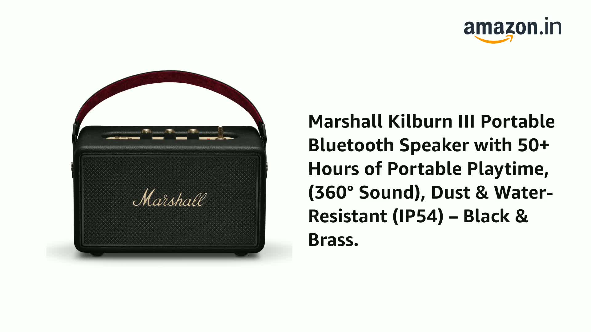 Marshall Kilburn III Portable Bluetooth Speaker with 50+ Hours of
