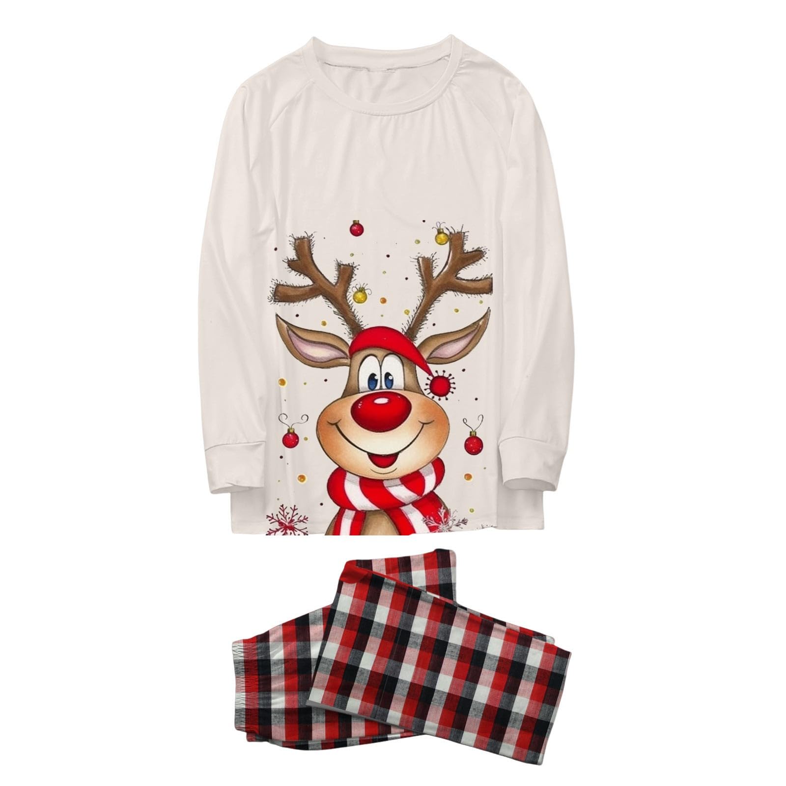Weihnachtspyjama Familie Set, Weihnachts Schlafanzug für Herren Damen Kinder Baby Lustig Christmas Pyjama Family Set mit Langen Ärmeln Weihnachtsoutfit Familie Matching Pyjamas