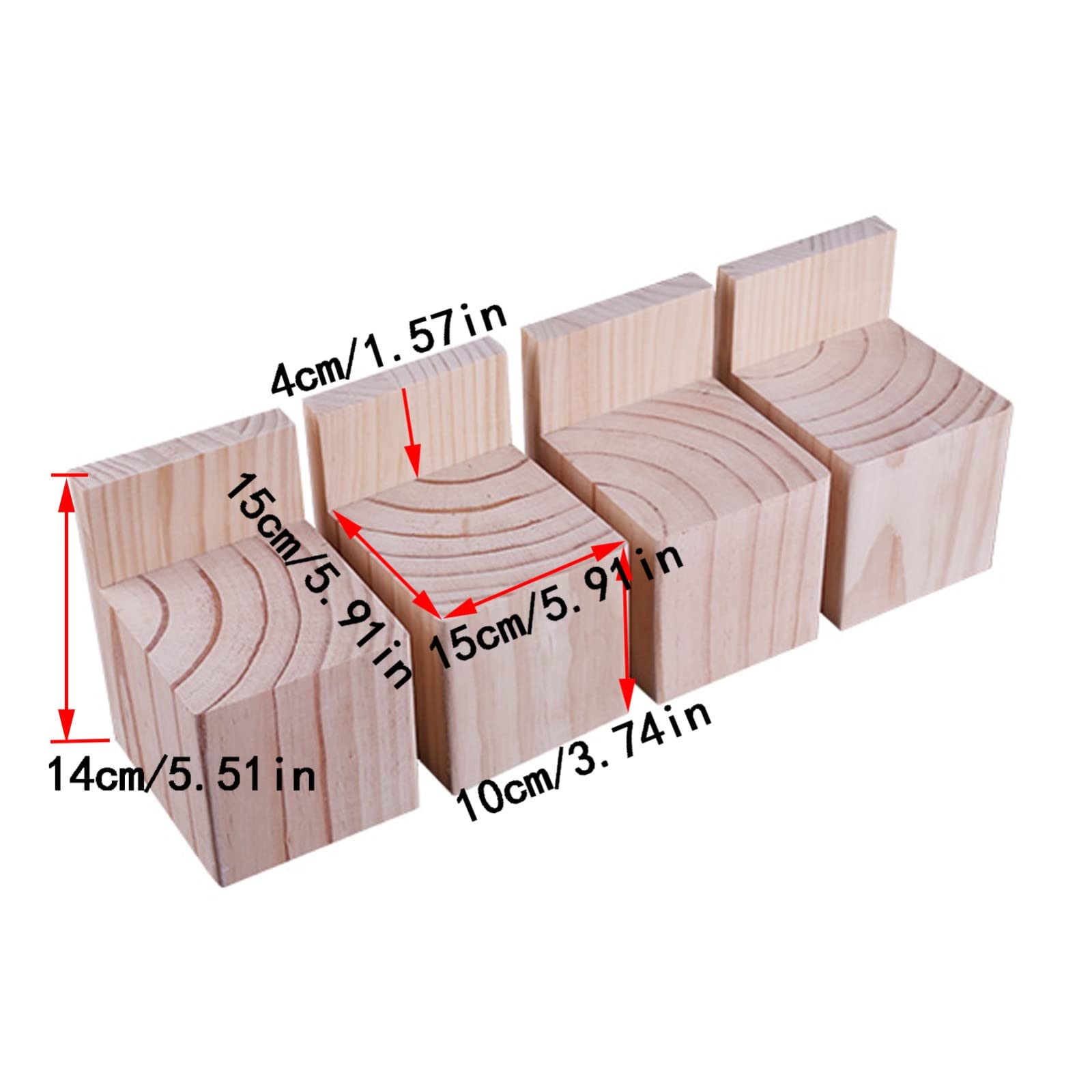 Sollevatori per letto in legno resistente, altezza 10 cm, set di 4 pezzi, ideali per supporti TV, scrivanie, poltrone, armadi (dimensioni: 15 x 15 x 10 cm)