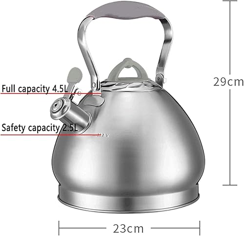 Miniatura 6 de Tetera, estufa de té silbante, cafetera de camping y tetera, tetera de acero inoxidable para estufa con mango plegable resistente al calor, gran