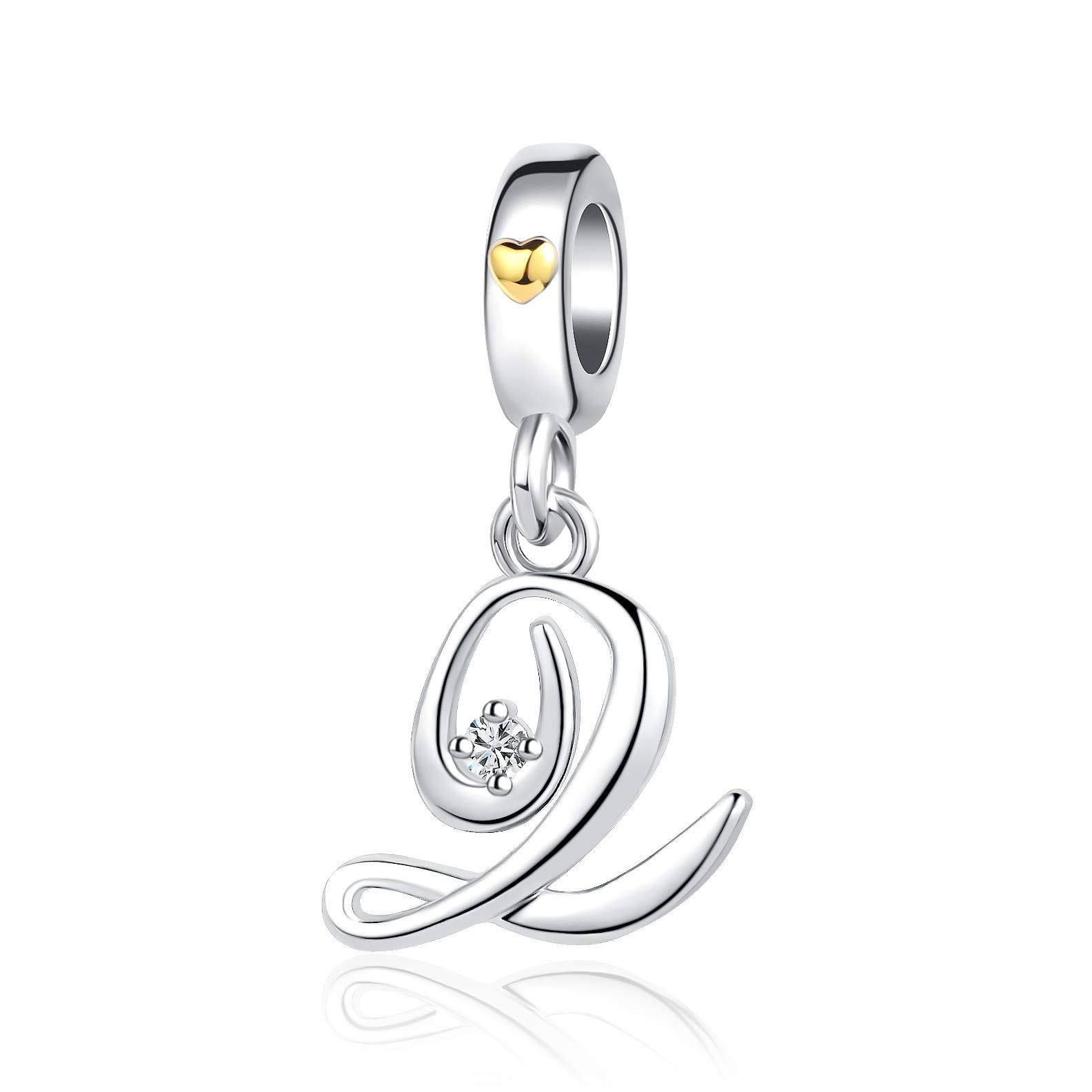 Silver Initial A-Z Letter Charm Compatible Pandora Charm Bracelets for Women Jewelry