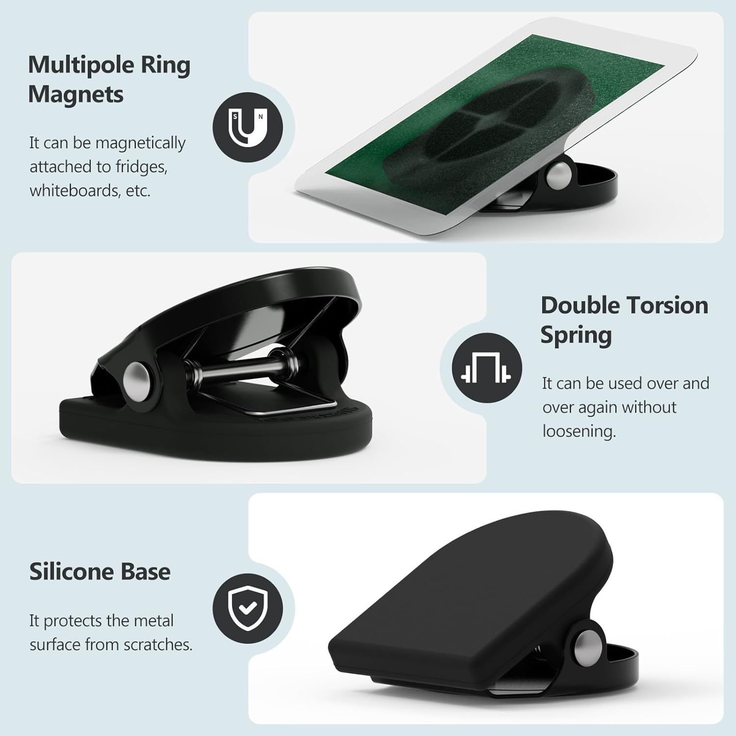 SMART&COOL Anti-Scratch Magnetic Clips with Silicone-Coated Base, 8 Pack