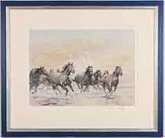 Amazon | 中畑艸人 採光群馬 馬 絵画 リトグラフ 版画