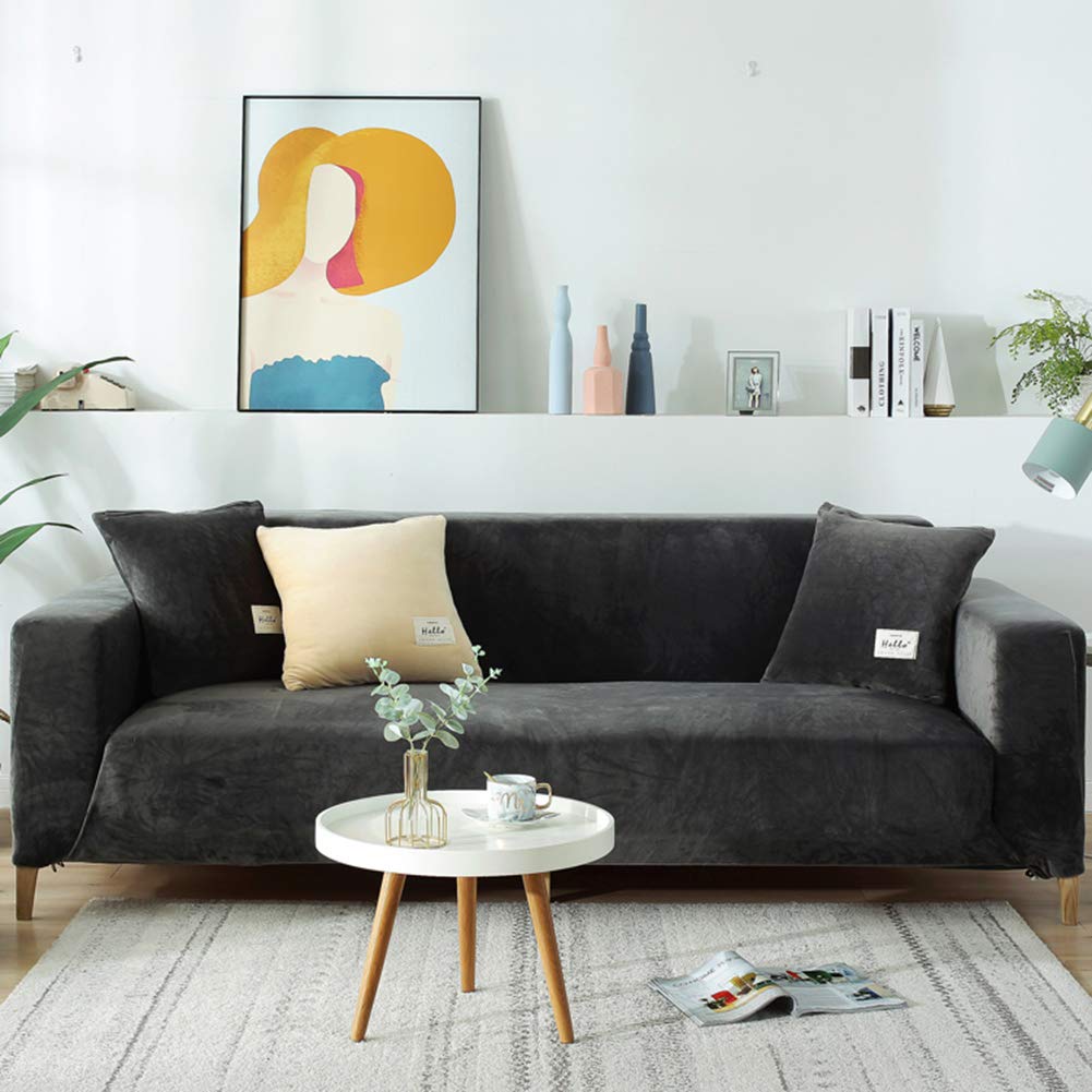 Felpa Cubiertas De Sofá para 1 2 3 4 Cubierta De Sofá,Polvo-Prueba Terciopelo Elástico Soft Couch Cover,Ajuste Fácil Lavable,Cubierta De La Silla Recliner Mueble Protector De Sofá-