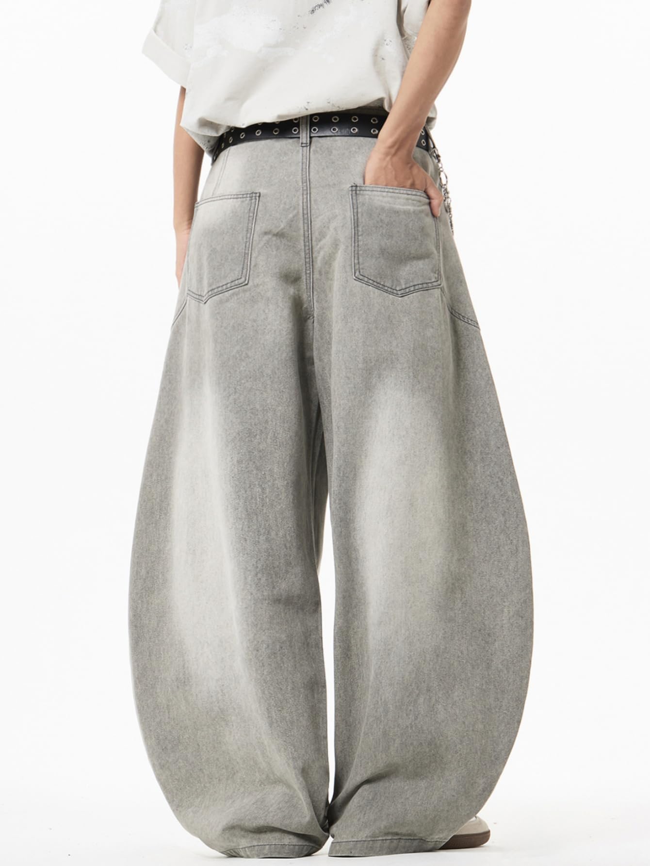 Pantalones vaqueros holgados para hombre, estilo hip hop, corte holgado, con forma de pierna ancha, informales