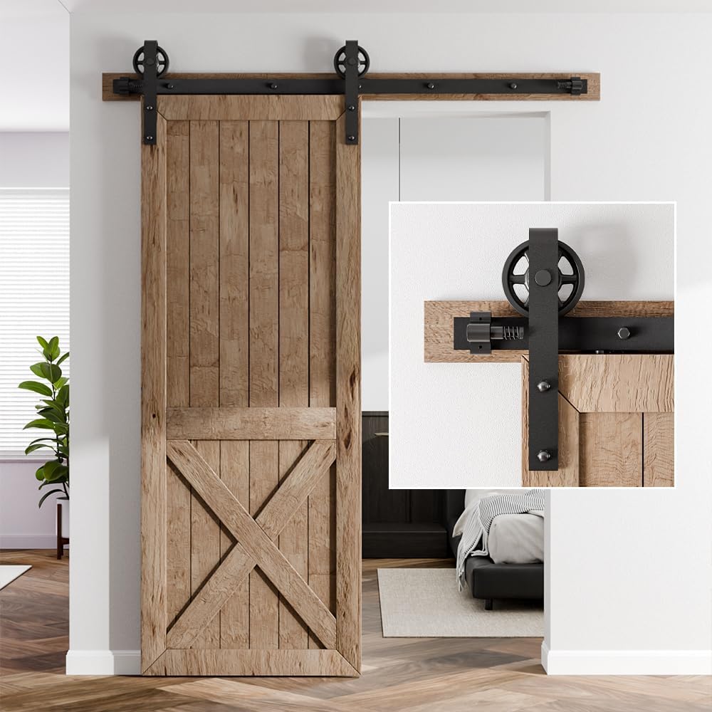 108" Sliding Barn Door Hardware Track Kit - Single Door, Combination Track Mode