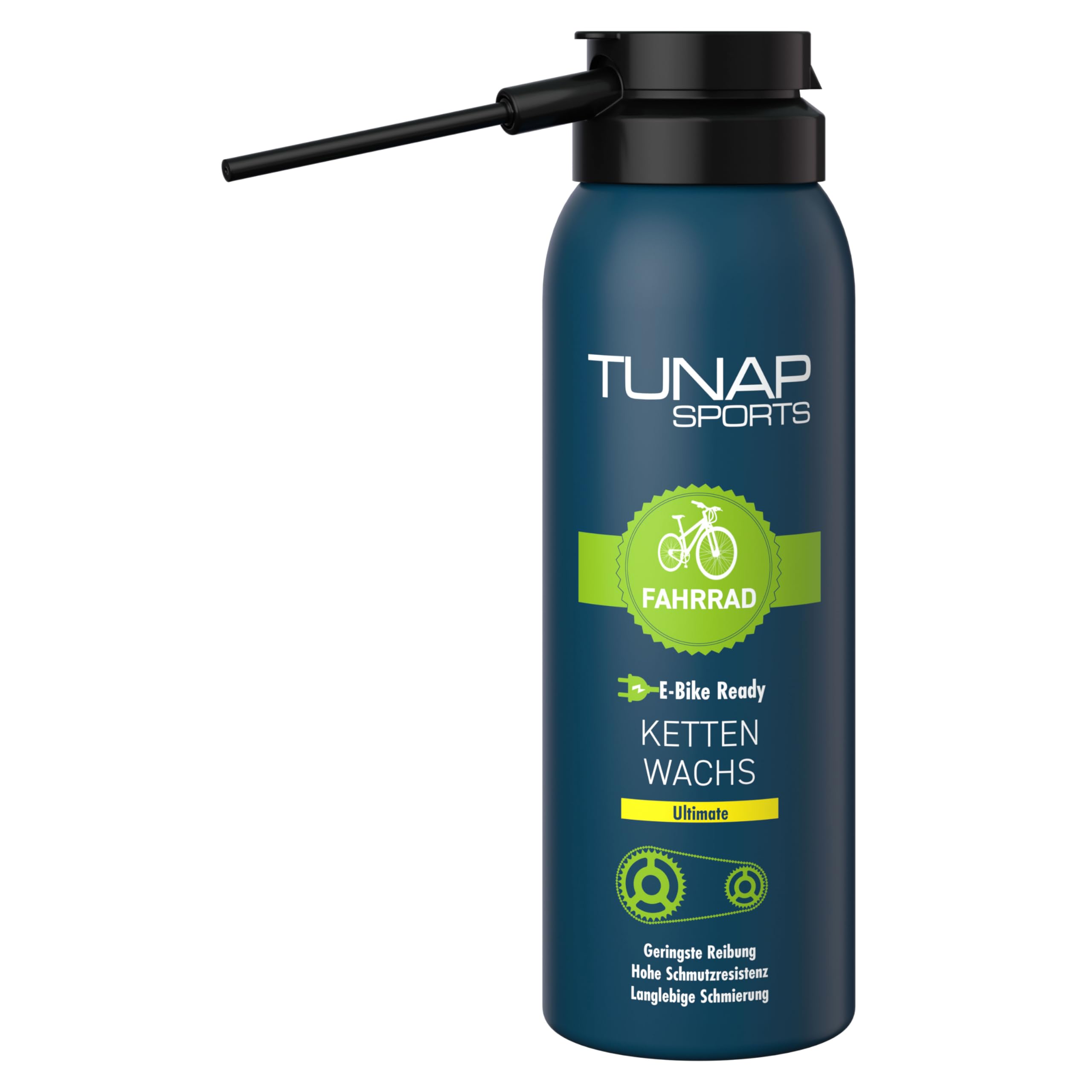 TUNAP SPORTS Wosk do łańcuchów Ultimate – 125 ml | suchy spray do smarowania łańcucha na bazie wosku | E-Bike Ready | Made in Germany
