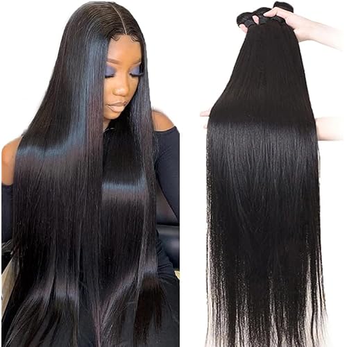 12A Brazilian Virgin Straight Bundles Human Hair 100% Unprocessed Human Hair 26 28 30 Inch Natural Color Straight Hair Double Weft Weave Human Hair Bundles