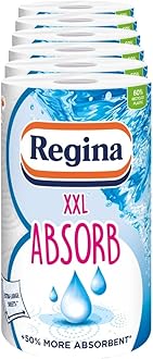Regina XXL Absorb Kitchen Roll - 6 Rolls | 75 Extra Large Sheets per Roll |2 Layers for Increased Absorbency | for Extra Big Spills | FSC Certified Product