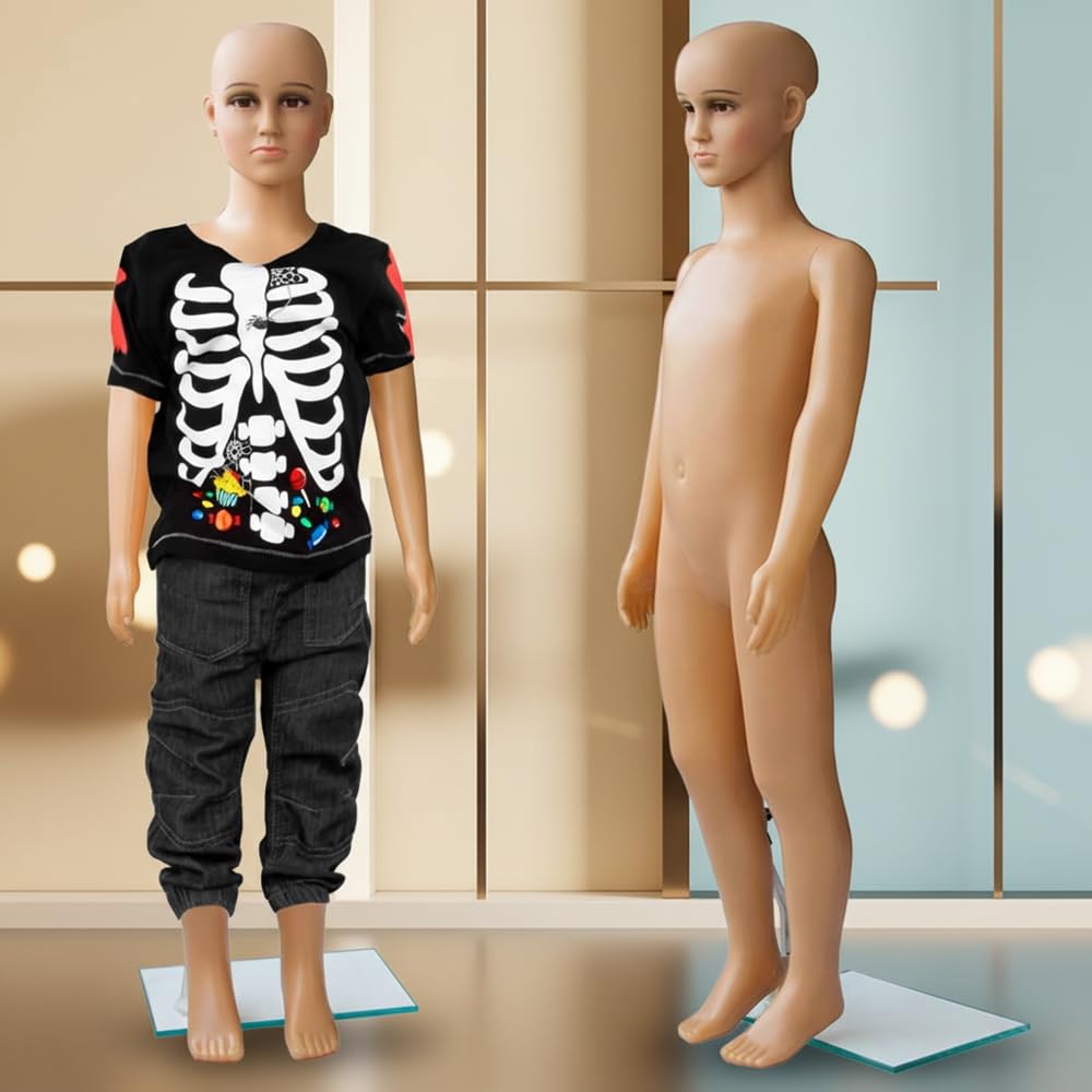 Mucola Schaufensterpuppe Kind 110 cm Mannequin Dekopuppe PE-Plastik Hell | Kinderpuppe Modepuppe Schneiderpuppe beweglich Verschiedene Posen | Schaufenster Display Deko Puppe Kinderbekleidung Laden