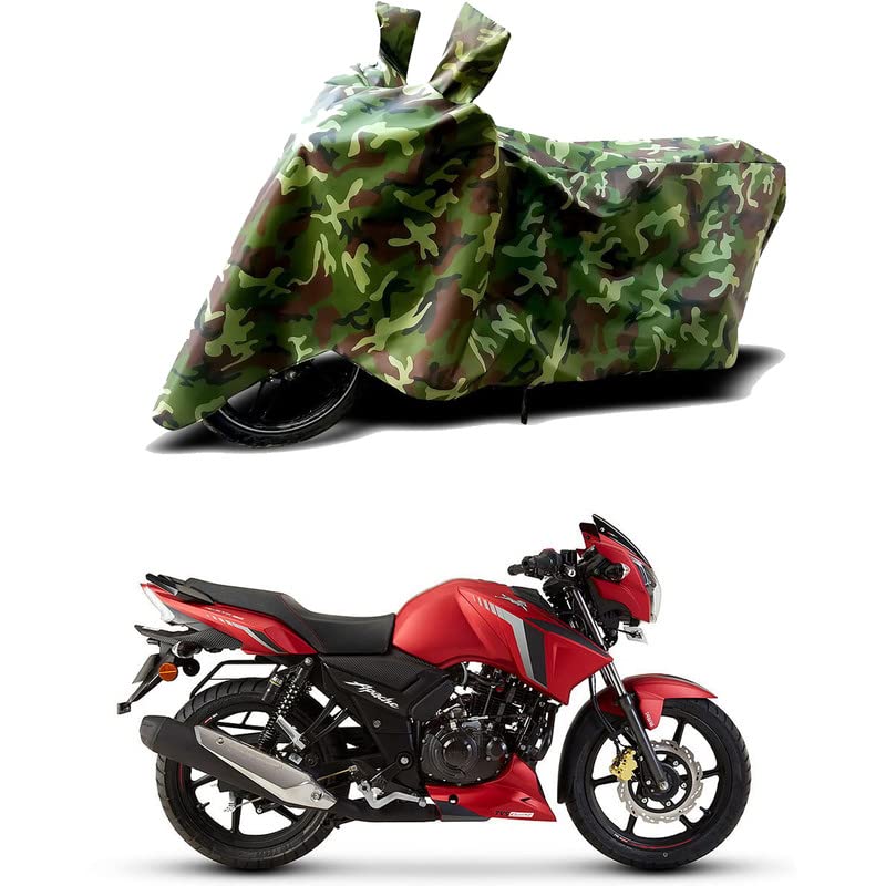 Image of 100% Water Resistant Bike Scooty Two Wheeler Body Cover Compatible for TVS Apache RTR 160 /UV-Rays /Heat Protection /Birds Dropping /Scratchproof /Dust Proof /Waterproof /All Varient[Green MJ]