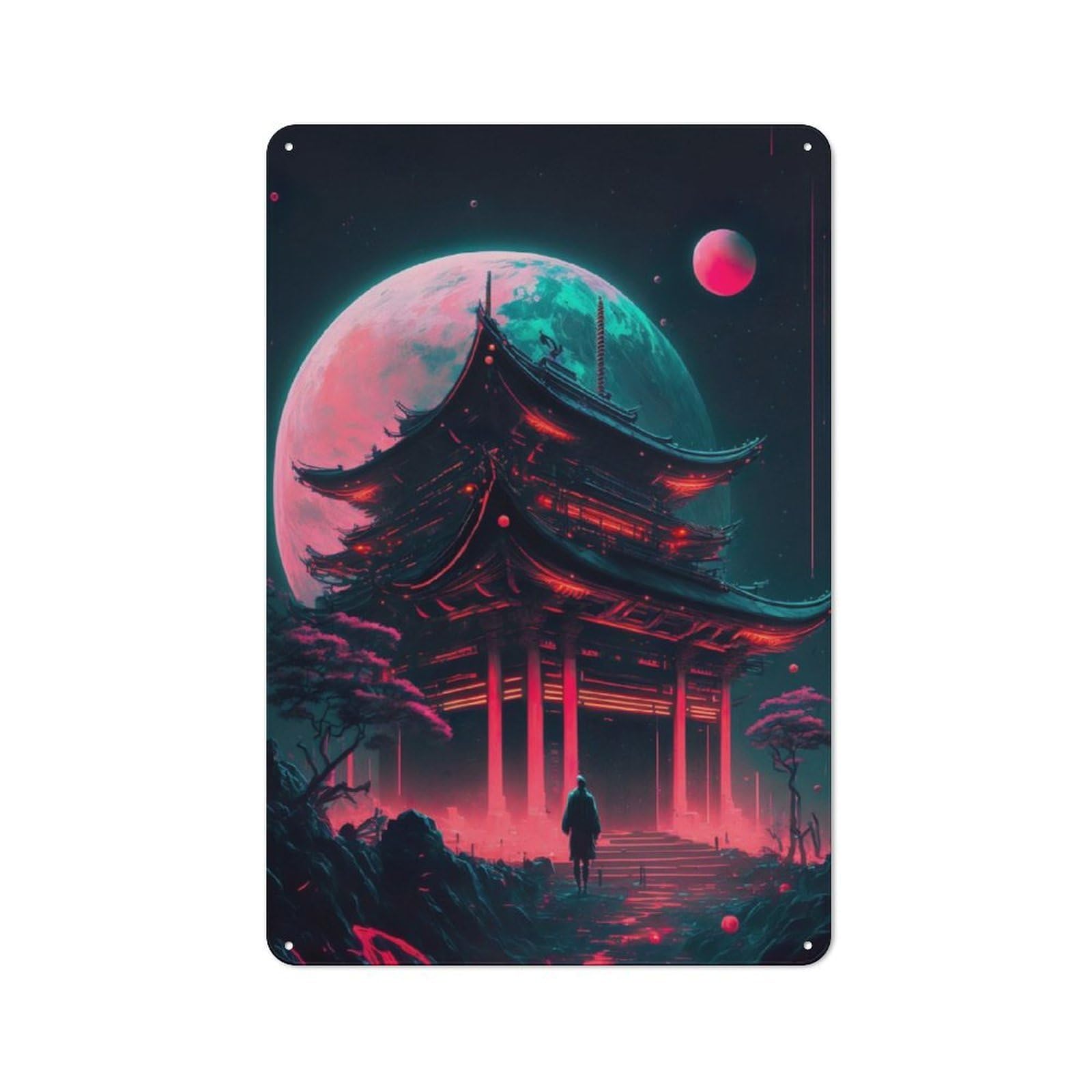 Junmoney Forbidden Temple Vintage Metal Wall Sign 30X20cm For Café Or Restaurant, For Metal Sign Collectors, For Garage And Workshop Walls