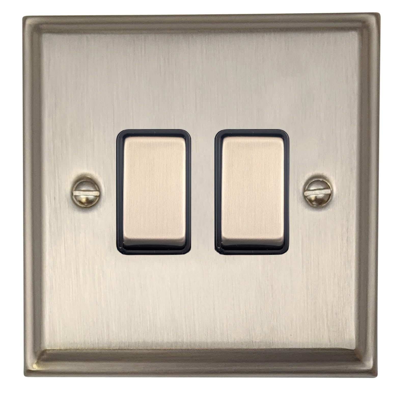 G&H Brassware Deco Satin Nickel 2 Gang / Double 2 Way Light Switch DSN302