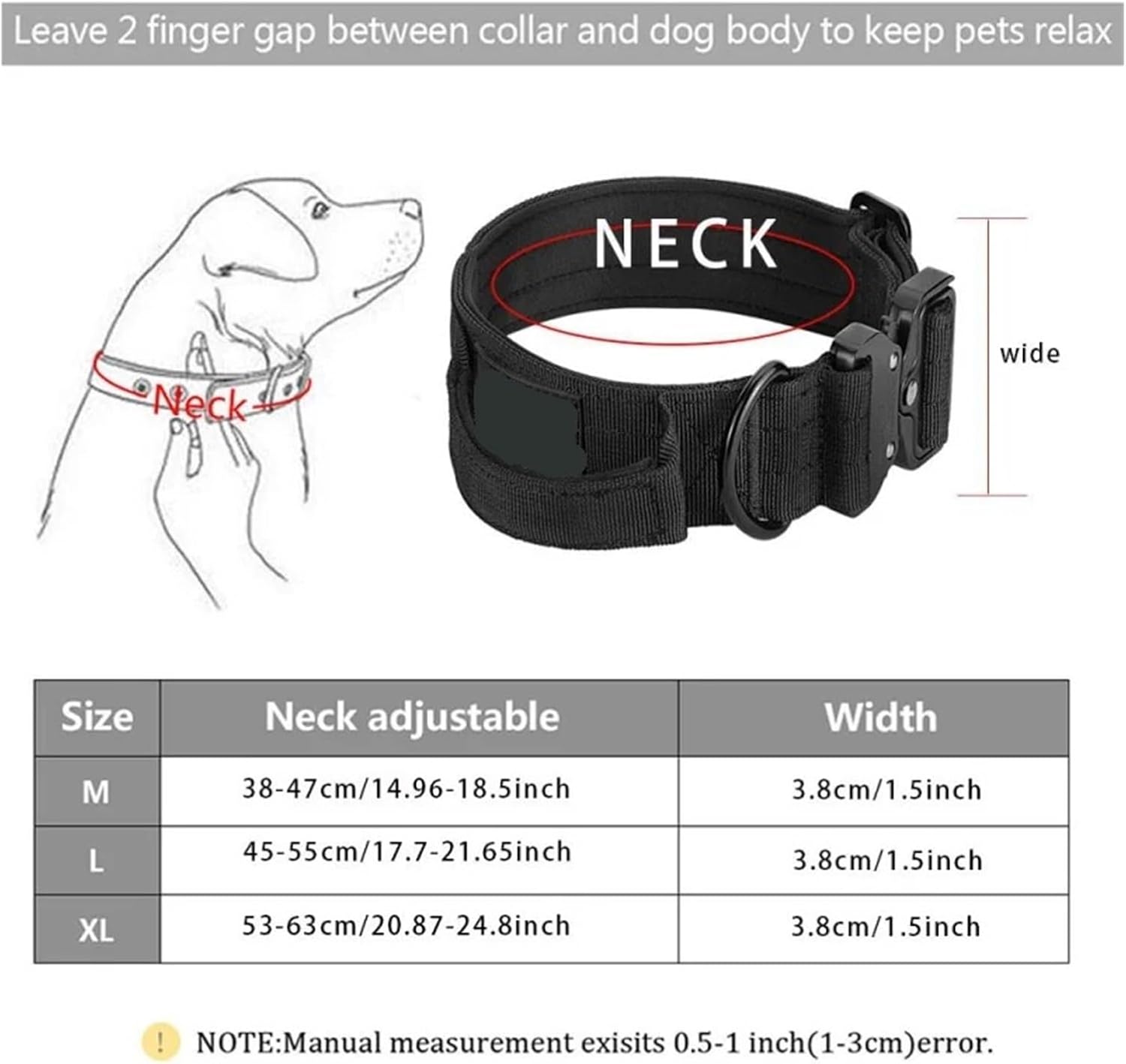 Tactical Dog Collar Leash Set Leash Handle Military Can Dur Nylon Pit Dog, Medium Large Walking Training Pet Accessories(Red Long-L)