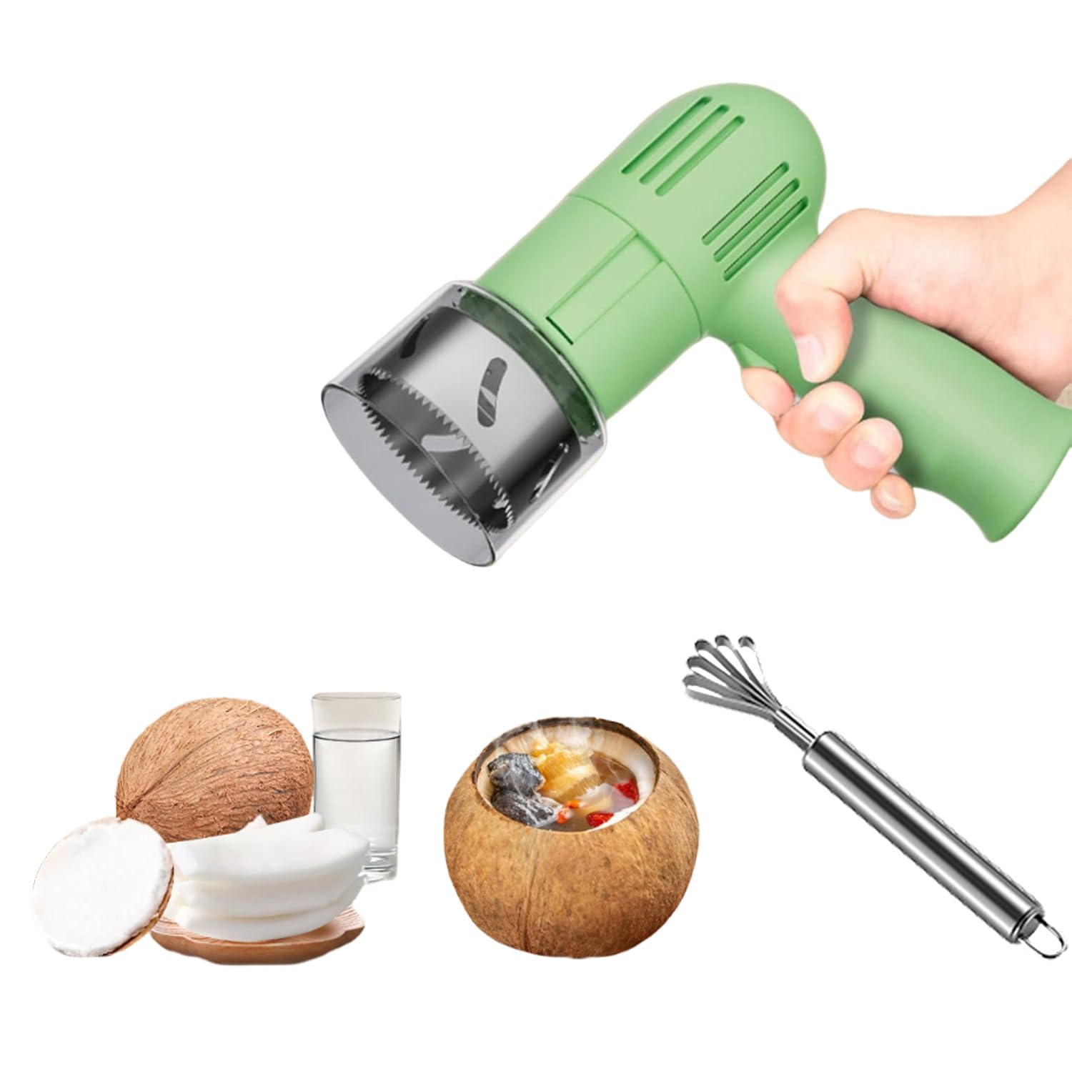 Ouvre-noix de coco électrique, outil Portable et réutilisable en acier Ouvre-noix de coco électrique, outil Portable et réutilisable en acier