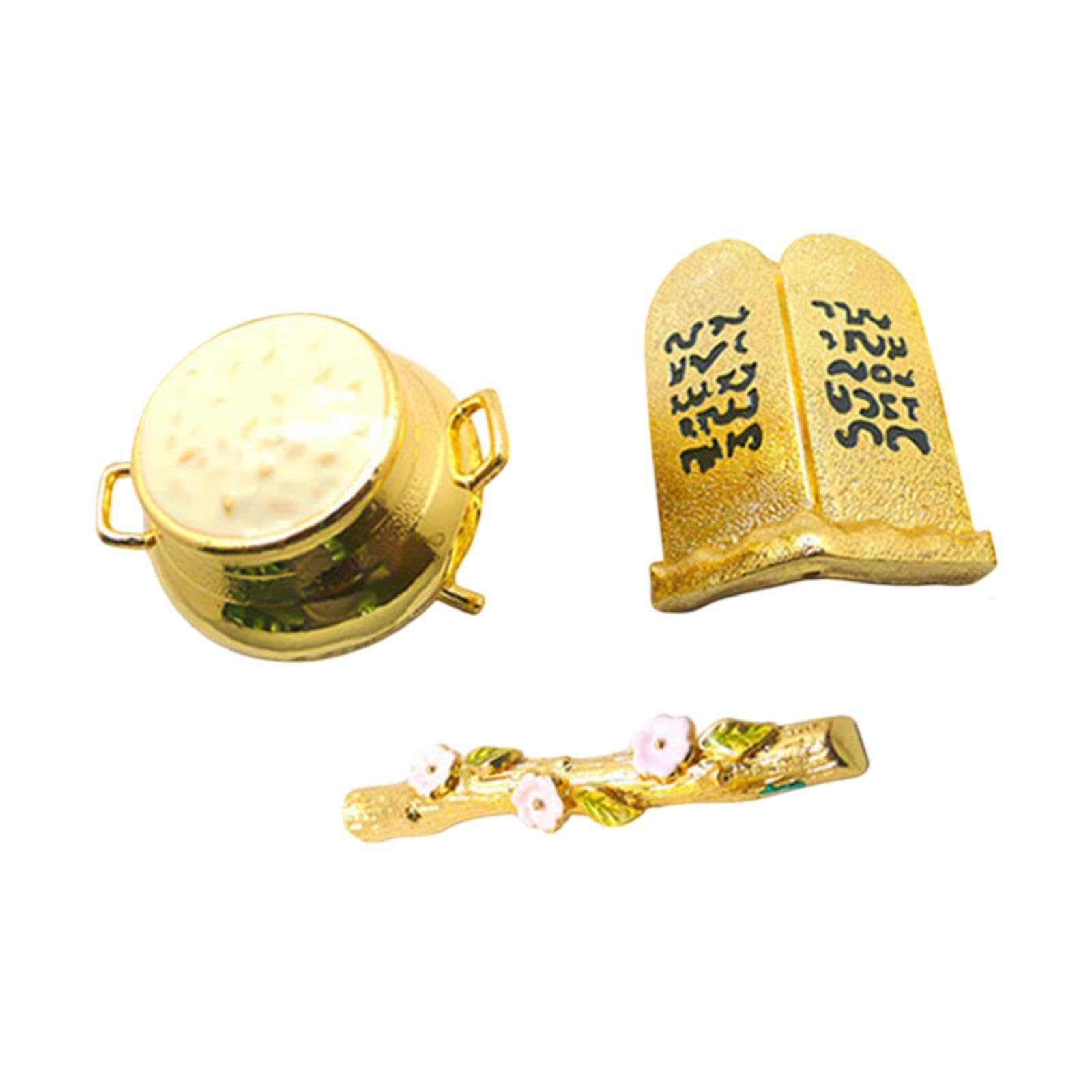 TWISAXC 3piece Premium Metal Decorative Centerpiece Ark Of Covenant Set For Cabinet Display Religious Decoration Table Ornament
