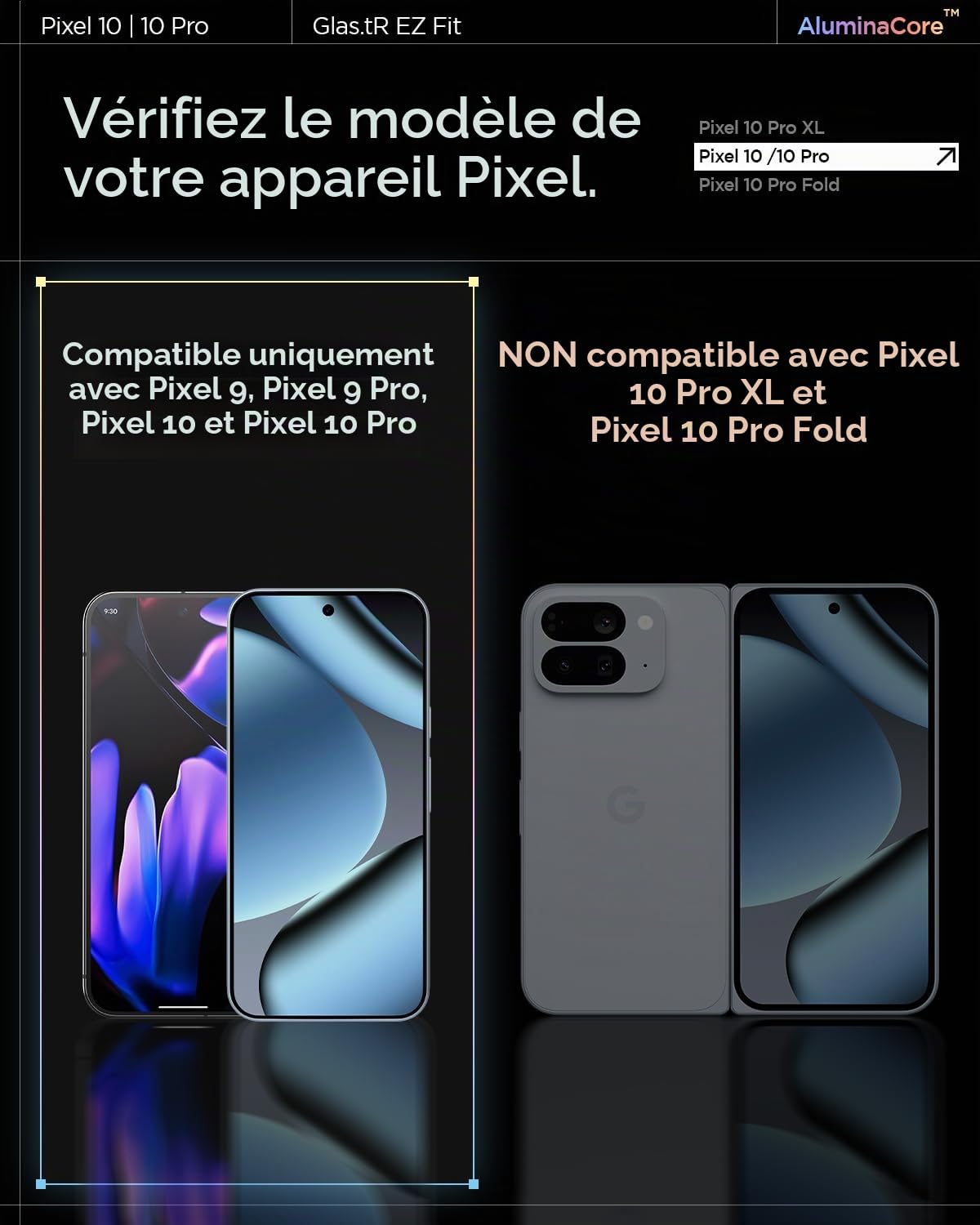 Spigen Glas.tR EZ Fit Verre Trempé pour Google Pixel 10, 10 Pro, Pixel 9, Pixel 9 Pro, 2 Pièces, Kit d'installation inclus, Dureté 9H, Résistant aux Rayures