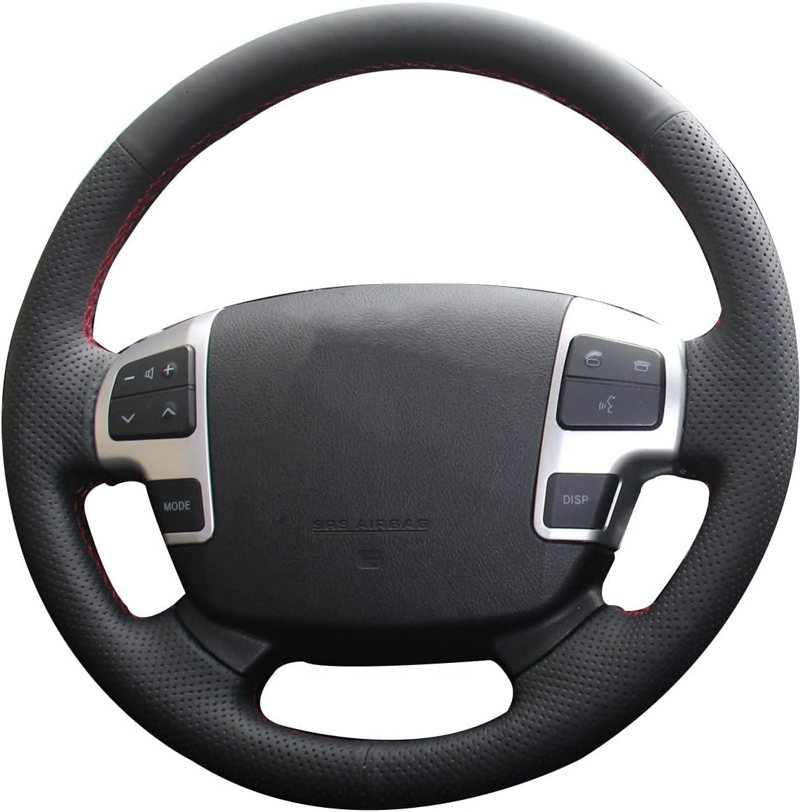 JI Loncky Black Genuine Leather Auto Custom Steering Wheel Covers for 2008-2015 Toyota Land Cruiser / 2007 2008 2009 2010 2011 2012 2013 Toyota Tundra / 2008-2013 Toyota Sequoia Accessories