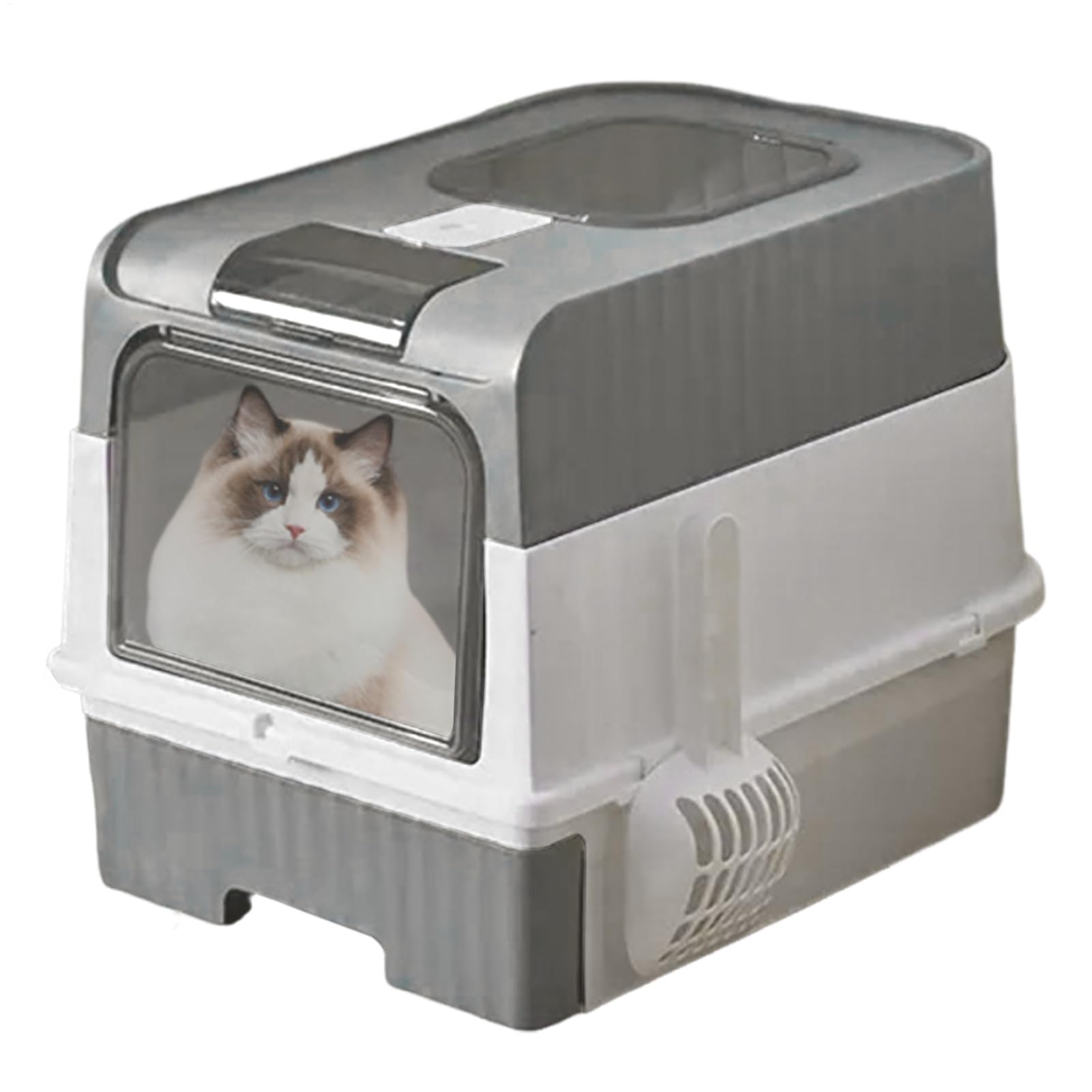 Katzenklo Große Katzentoilette Mit Geruchskontrolle | Geruchsneutralisierendes Hauben-Katzenklo Klappbar Mit Schaufel Für Innenbereich, Ecke & Unterwegs