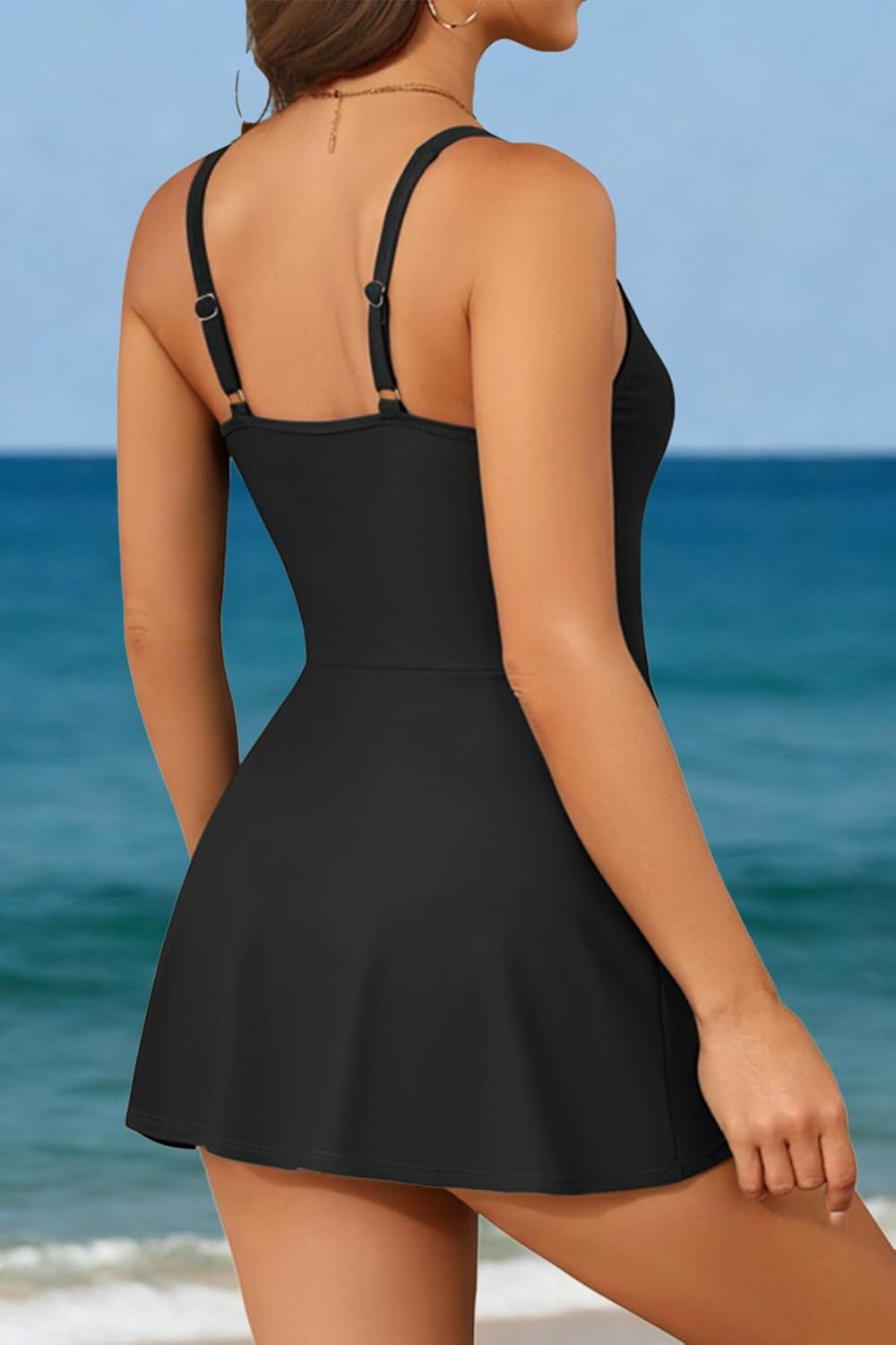 One Piece Swimdress for Women - Tummy Control Swimsuit with Skirt 2025 Wrap Tie Side Bathing Suit Dress - Image 2