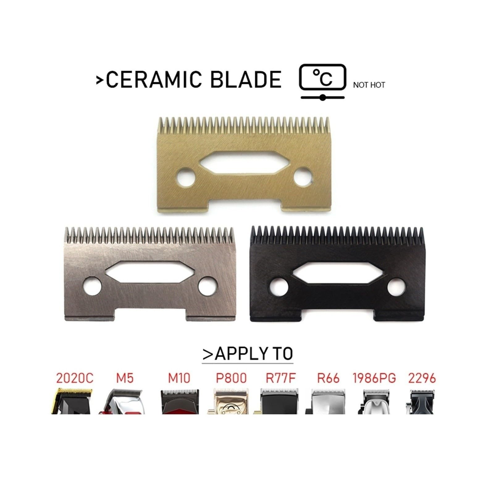 Cuchillas Ramic Móviles De Repuesto, Compatibles Con MADESHOW, Cortadoras De Cabeza De Máquina for Cortar Cabello M10 M5f KM2296(Silvery-10)