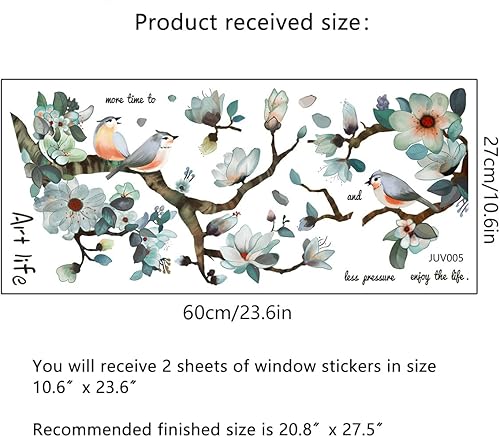Miniatura 5 de Ohmywor 36 calcomanías anticolisión para ventana, diseño de pájaros en árbol, primavera, para evitar ataques de pájaros, colibrí, doble cara,