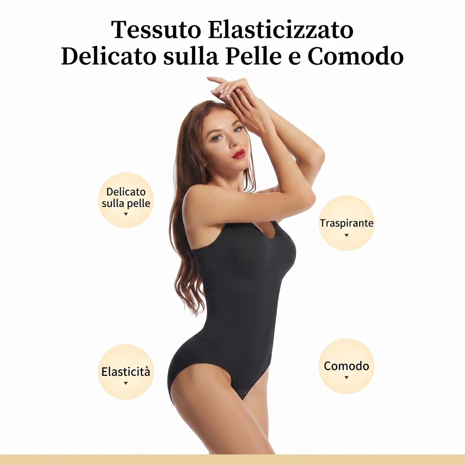 Fearless Body Contenitivo Donna, Body Modellante Pancia Piatta con Spalline Regolabili, Intimo Shapewear Elasticizzato per Uso Quotidiano