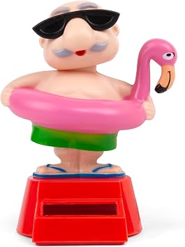 YGMONER Solar Dancing Beach Grandpa Bobblehead Car Dashboard Decorations Funny Desk & Shelf Decoration with Motion Activated by Light