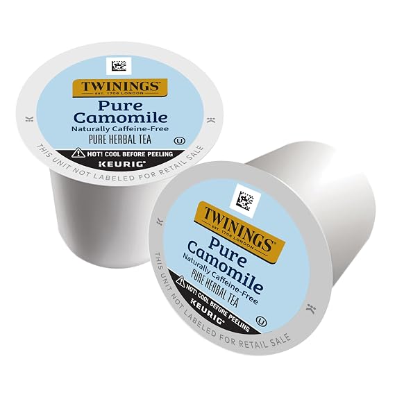 Twinings Pure Camomile Herbal Tea K-Cup Pods for Keurig, Naturally Caffeine-Free, Made with Pure Camomile Blossoms, 24 Count (Pack of 4), Enjoy Hot or Iced