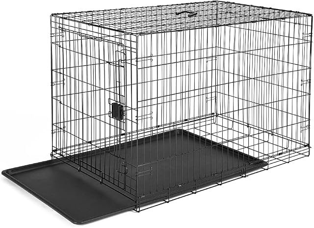 Amazon Basics Foldable Metal Wire Dog Crate with Tray, Single Door, 122 cm
