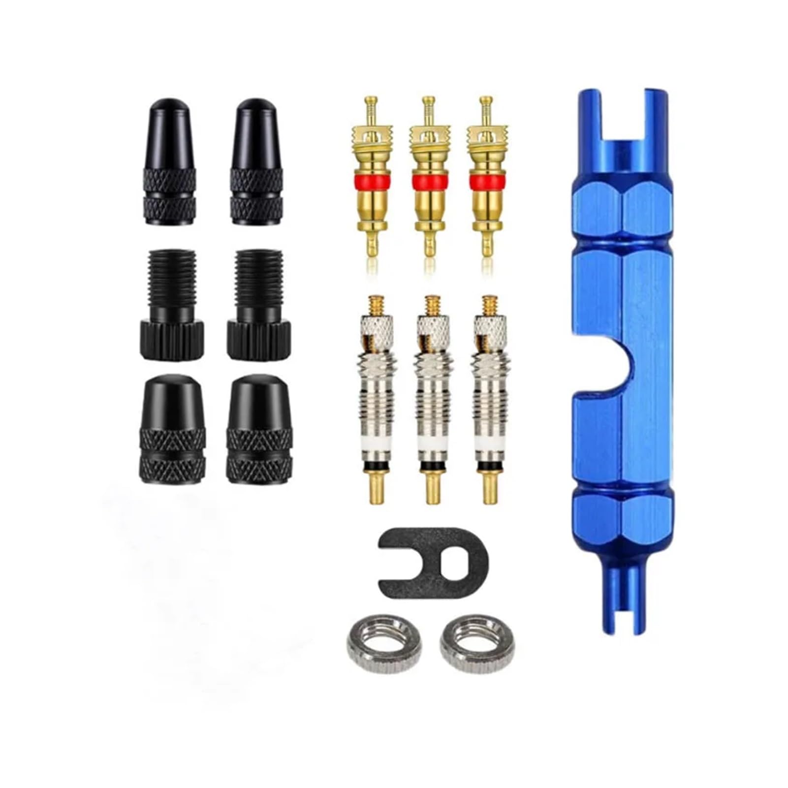 Bicycle Presta Tubeless Core Kit Removable Aluminum Alloy Stem Caps Bike(Kit 7)