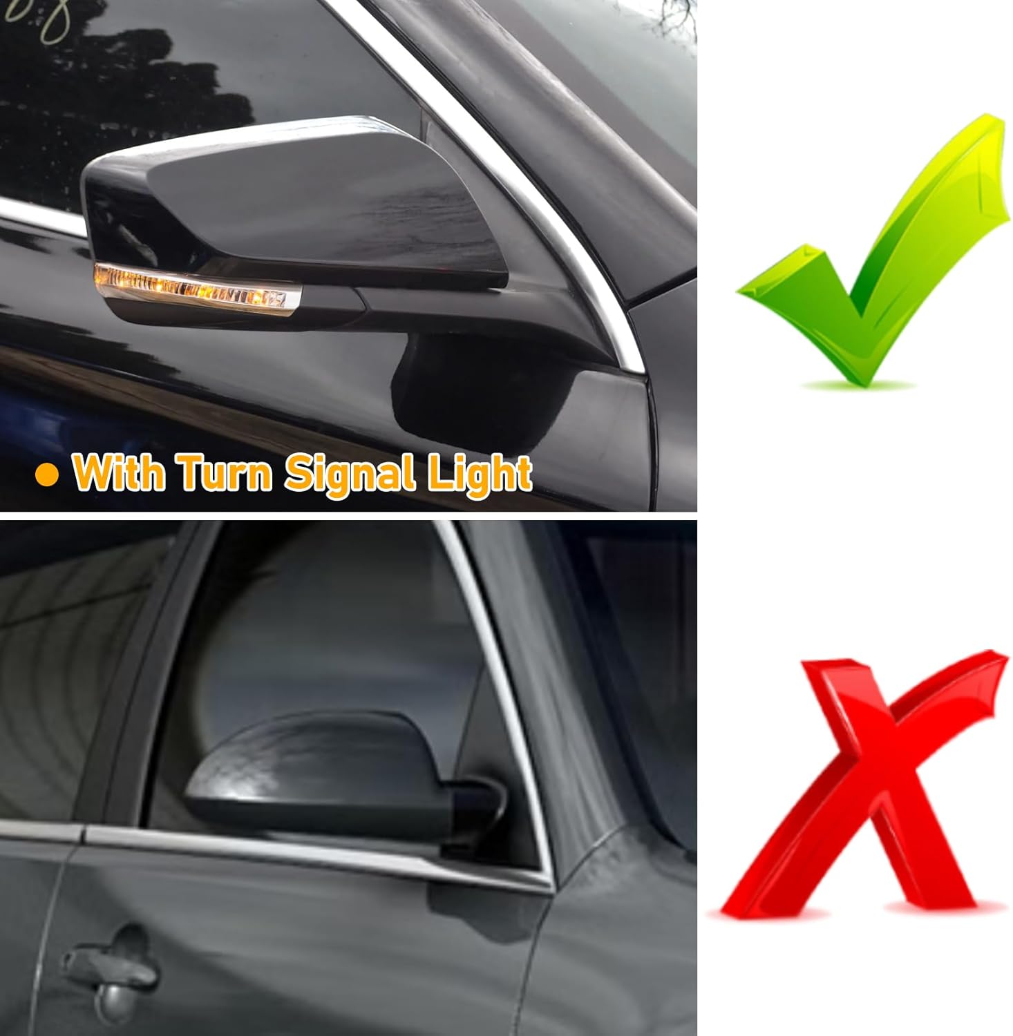 Compatible with Chevy IMPALA Mirror Cover Replacement 2014-2020,10th Gen IMPALA Mirror Housing Cover Cap for Left Driver Right Passenger Side,Clip-on Replace for 22997385 22997386,Black,1 Pair