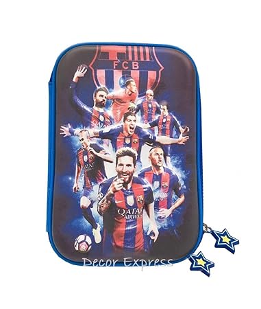 Decor Express Premium Pencil Boxes for Boys FCB Football Club 3D EVA Hardtop Pencil Pouches for Girls and Boys (FCB Football Club)