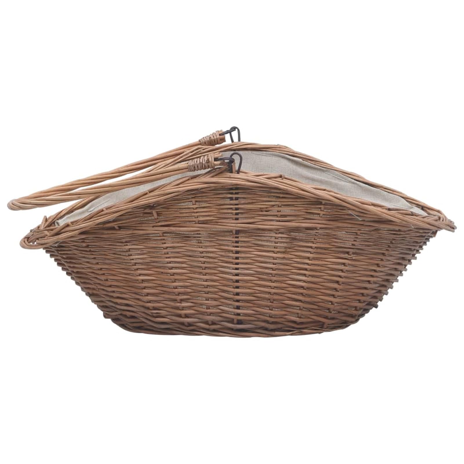 Homgoday Cesta Legna da Ardere con Manico 60x44x55 cm Naturale in Salice, Mobili per Casa Interno Esterno Soggiorno Camera da Letto