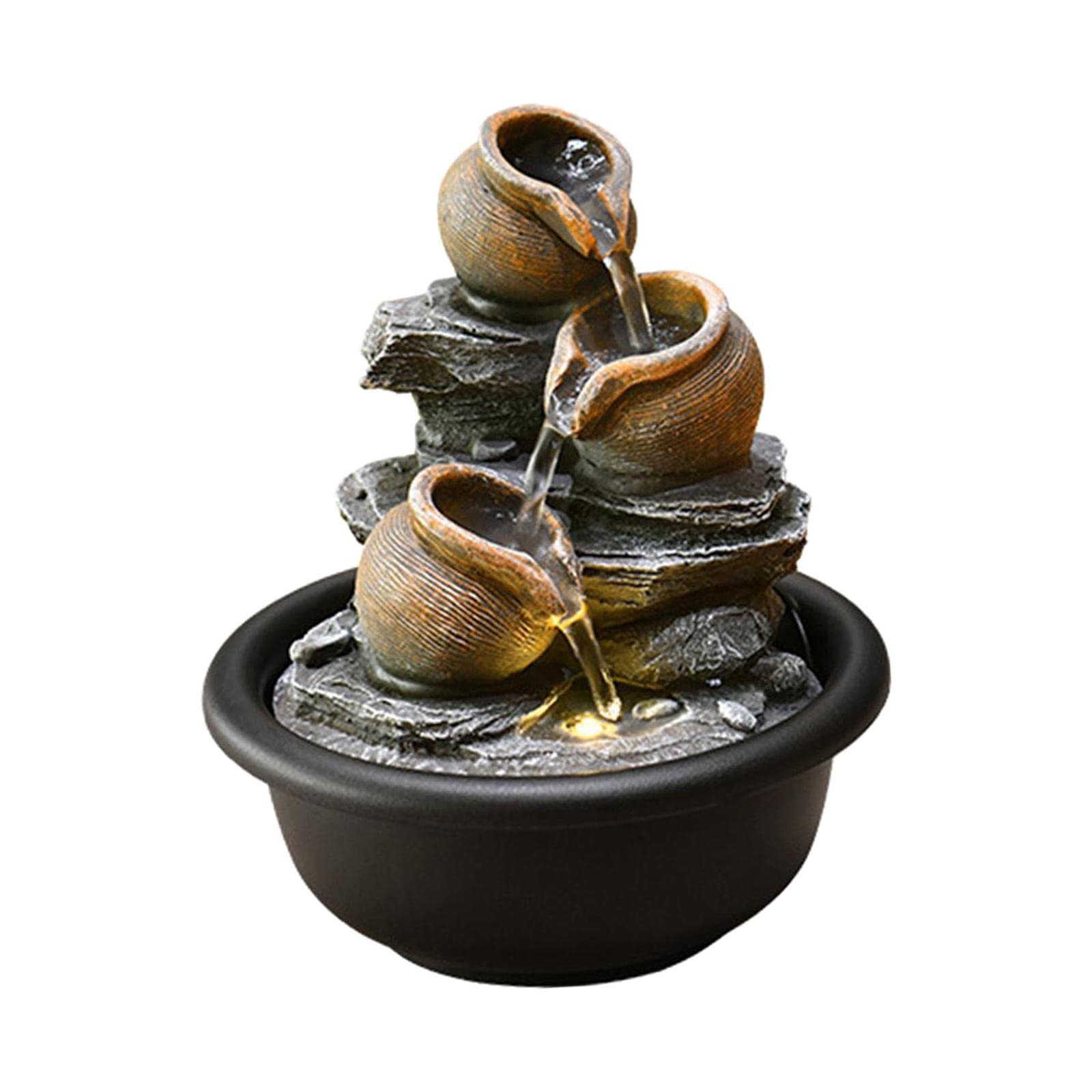 Indoor Waterfall Fountains Meditation Relaxing Office Decor Desktop Fountain Round Pot|Indoor Fountains|Home & Garden-image-23
